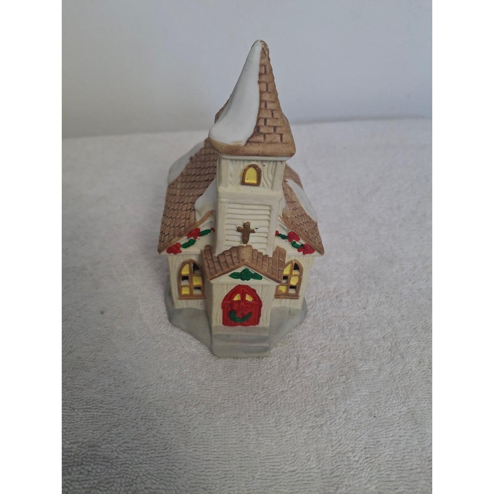 Vintage 1995 NOMA Ceramic Christmas Village Church Snow Capped Steeple Holiday